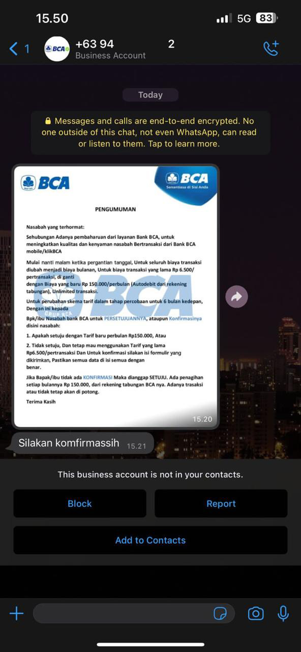 Surat Pengumuman Palsu Mengatasnamakan BCA